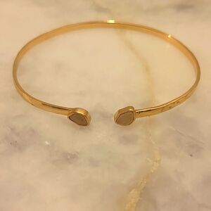 NWT Gorjana Rose Quartz 14Kt Gold Bracelet Bangle Cuff Dainty Ethereal Coquette